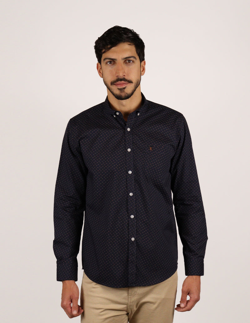 CAMISA MANGA LARGA AZUL ESTAMPADO  REF 2306239