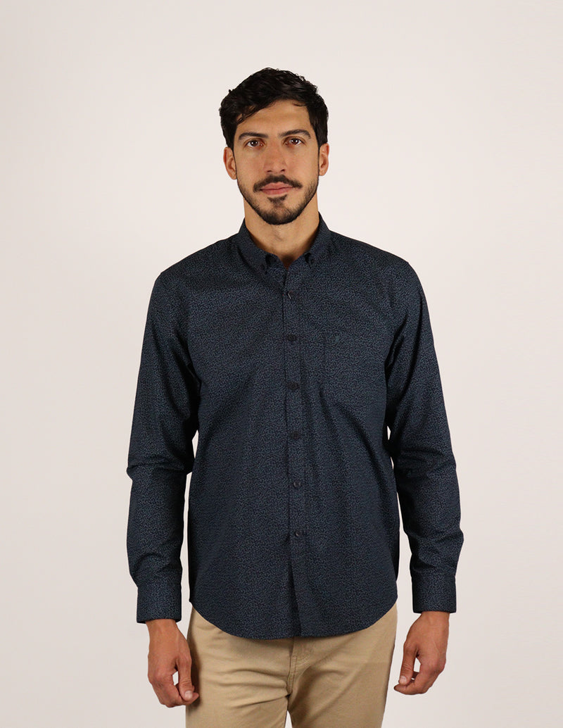 CAMISA MANGA LARGA AZUL ESTAMPADO  REF 2306240