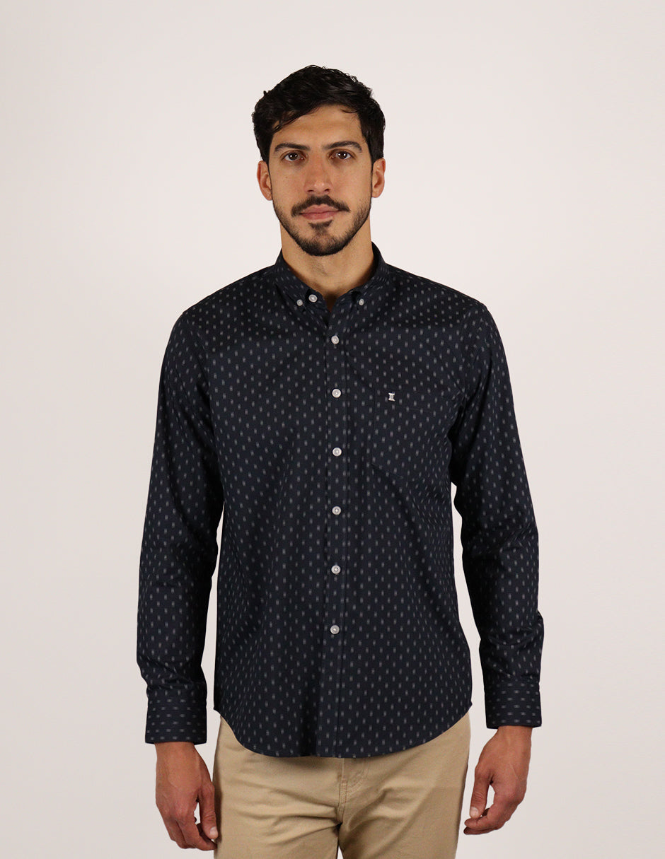 CAMISA MANGA LARGA AZUL ESTAMPADO  REF 2306242