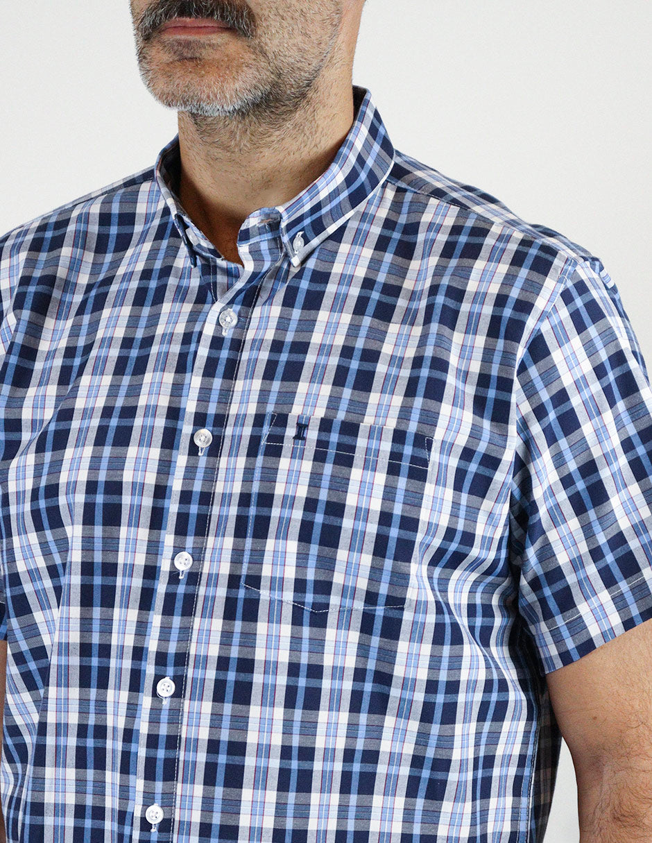 Camisa Cuadros Azul de Manga Corta 2306245