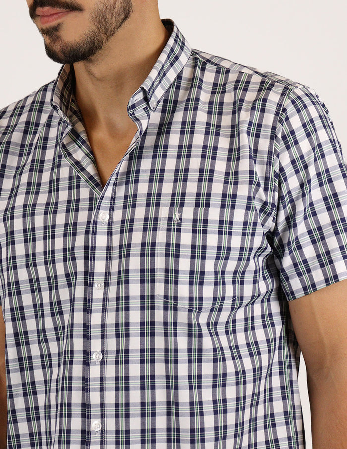 CAMISA CASUAL MANGA CORTA MULTICOLOR CUADROS