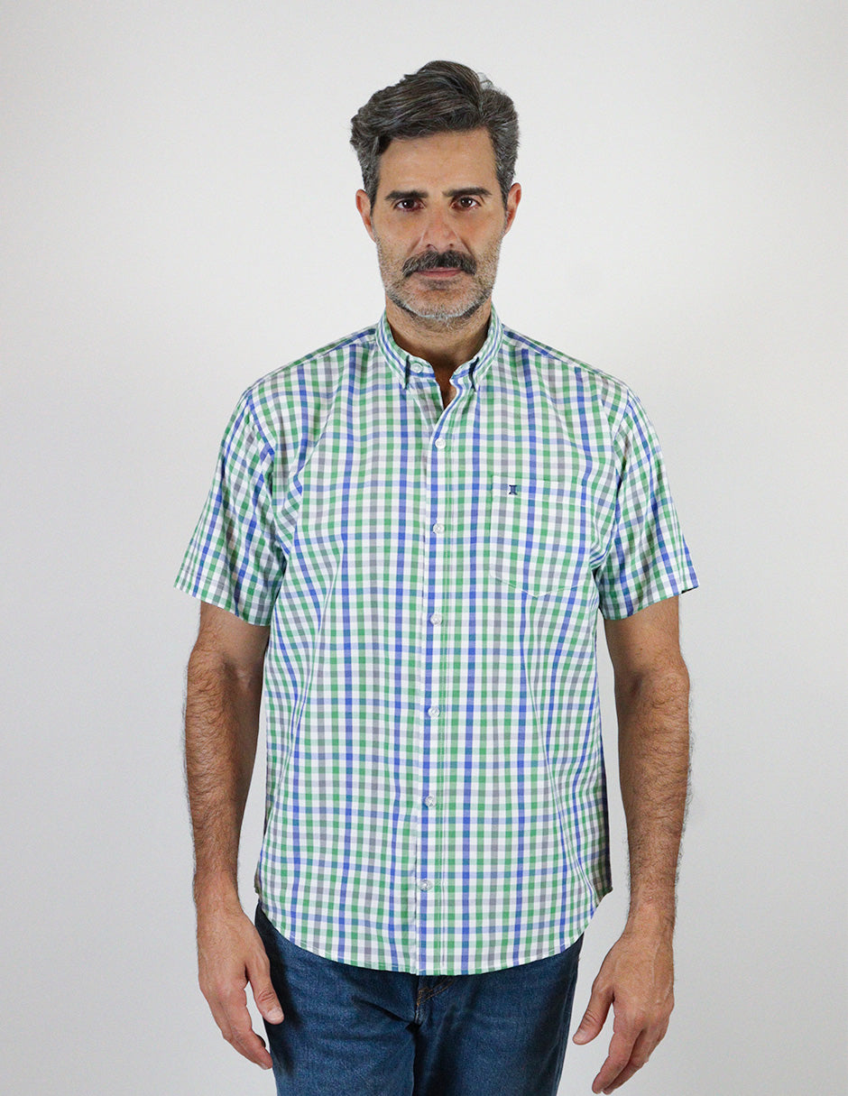 Camisa Cuadros Verde de Manga Corta 2306248