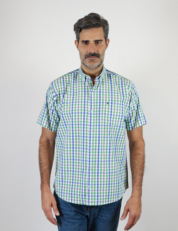 Camisa Cuadros Verde de Manga Corta 2306248