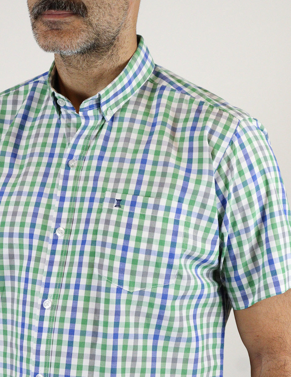 Camisa Cuadros Verde de Manga Corta 2306248