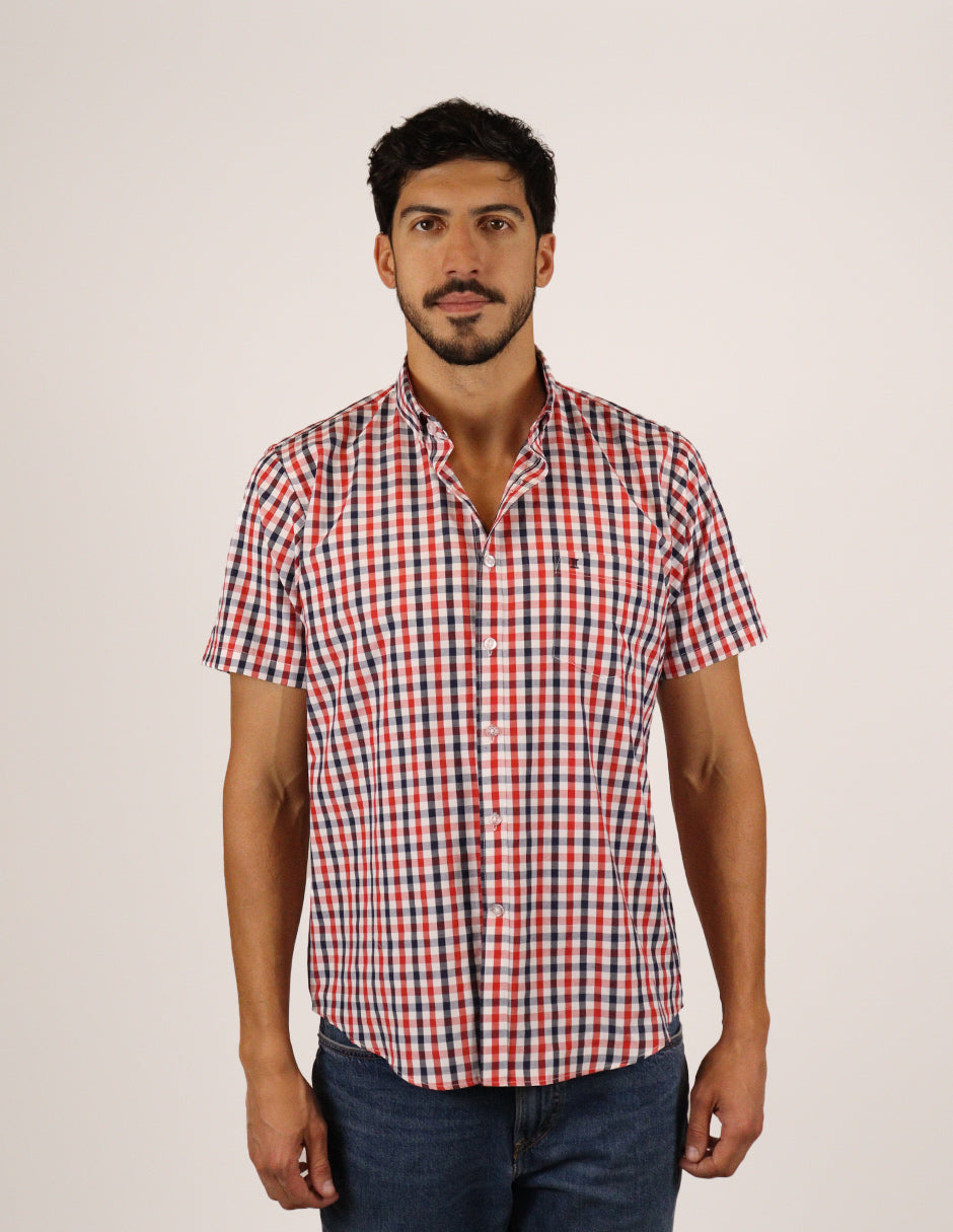 CAMISA MANGA CORTA ROJO CUADROS  REF 2306249