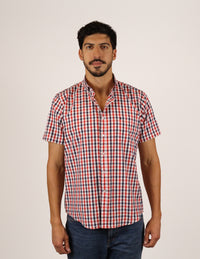 CAMISA MANGA CORTA ROJO CUADROS  REF 2306249