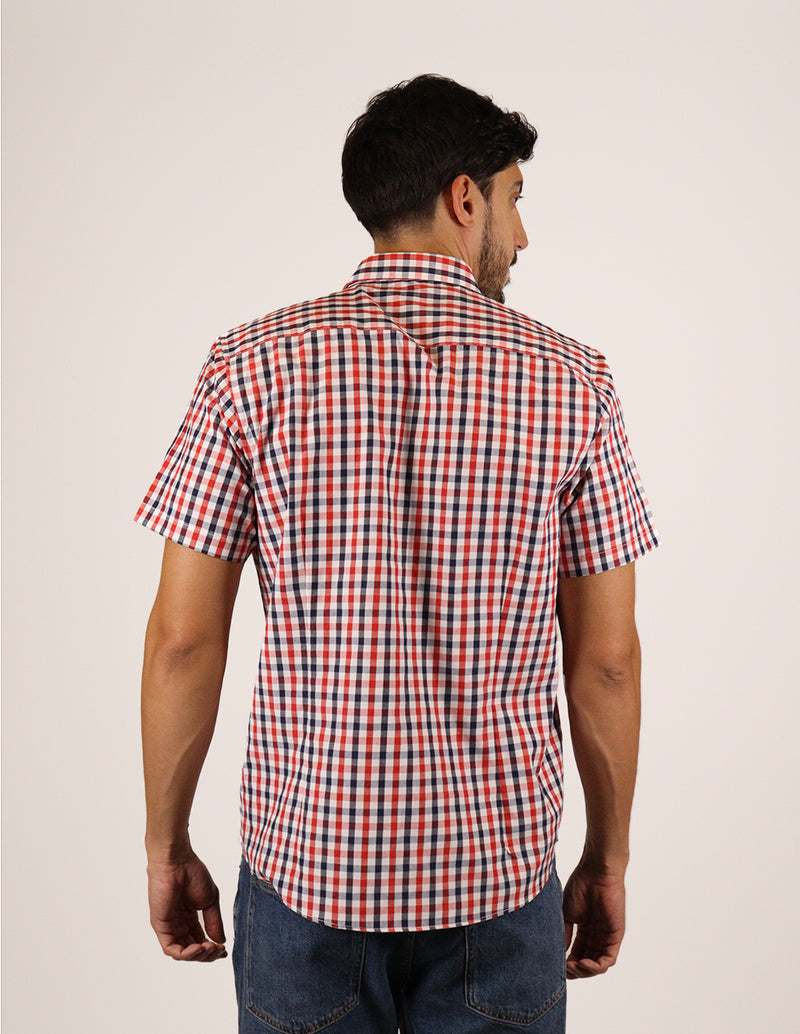 CAMISA MANGA CORTA ROJO CUADROS  REF 2306249