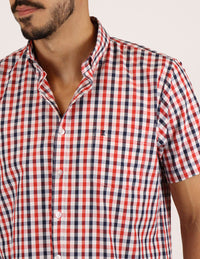 CAMISA MANGA CORTA ROJO CUADROS  REF 2306249