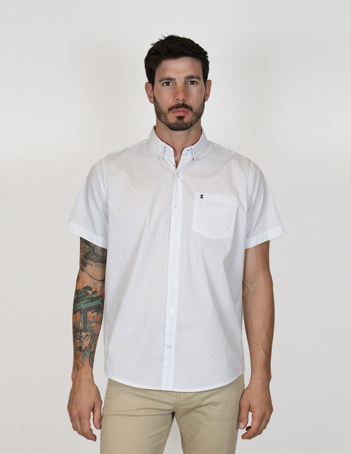 Camisa Blanca Estampada de Manga Corta 2306254