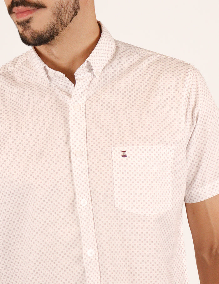 CAMISA MANGA CORTA BLANCO ESTAMPADO  REF 2306255