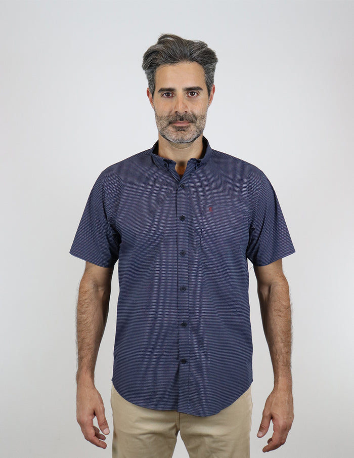 CAMISA MANGA CORTA AZUL ESTAMPADO REF 2306260