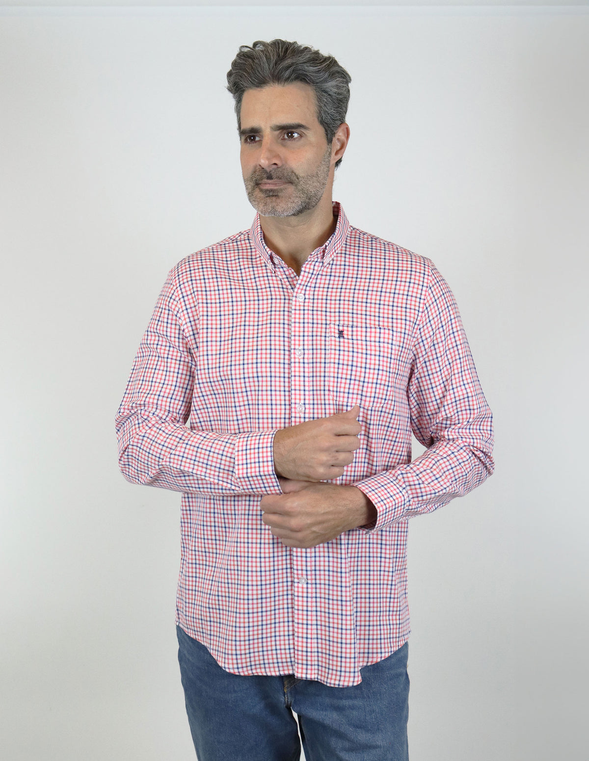 Camisa de Manga Larga Multicolor | Marca Dioro | 100% Algodón para Hombre en Tallas Extras