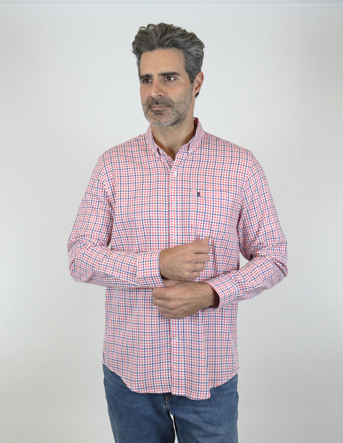 Camisa de Manga Larga Multicolor | Marca Dioro | 100% Algodón para Hombre en Tallas Extras