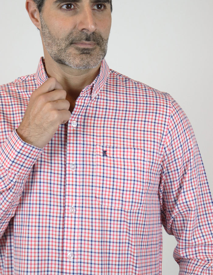 Camisa de Manga Larga Multicolor | Marca Dioro | 100% Algodón para Hombre en Tallas Extras