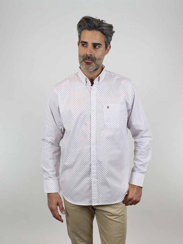 CAMISA MANGA LARGA BLANCO ESTAMPADO 100% ALGODÓN REF 2307265