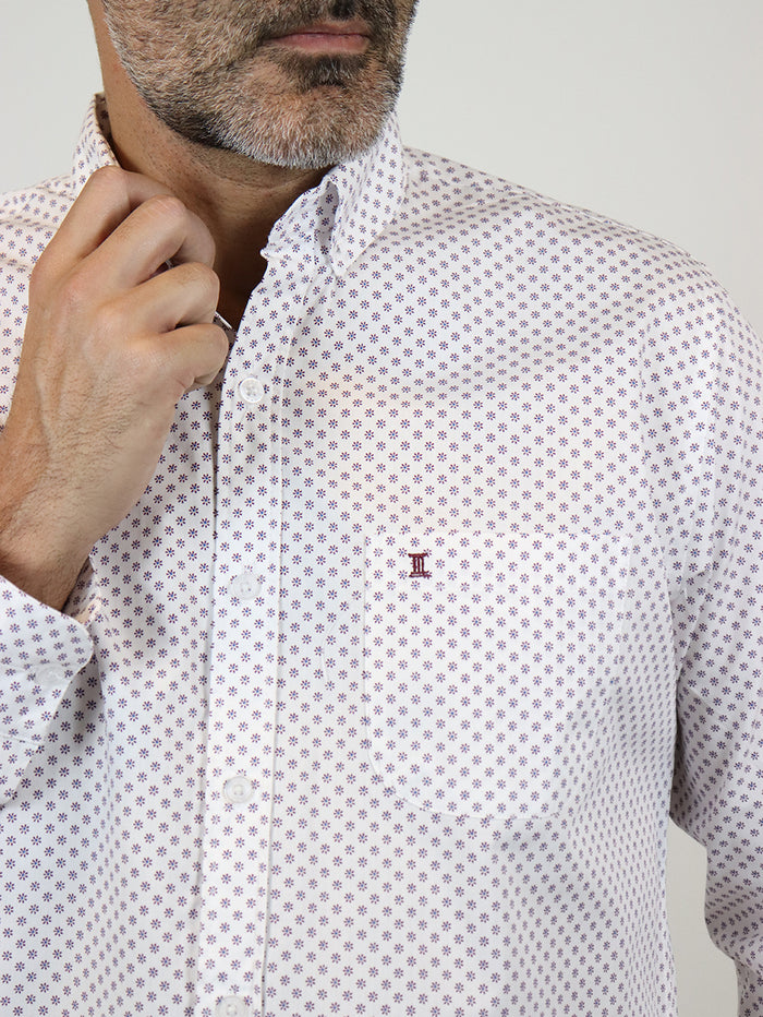 CAMISA MANGA LARGA BLANCO ESTAMPADO 100% ALGODÓN REF 2307265