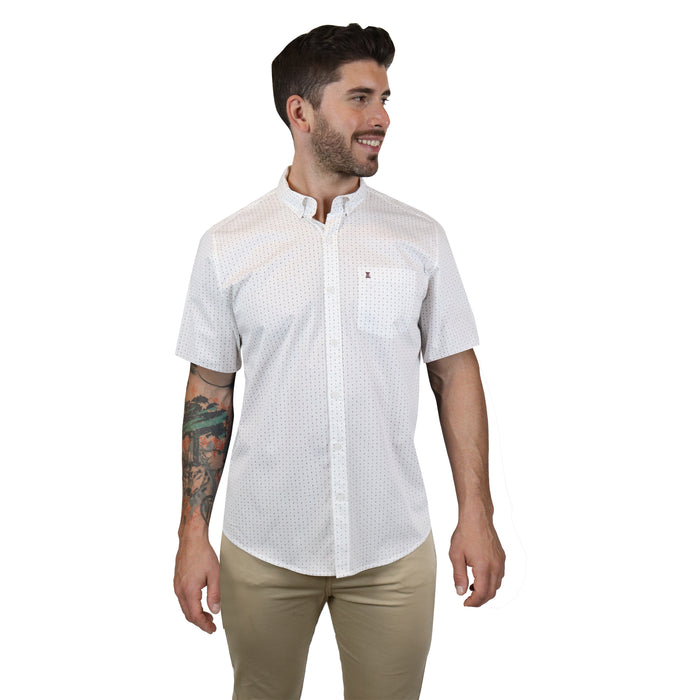 CAMISA MANGA CORTA BLANCO ESTAMPADO 100% ALGODÓN  REF 2307274