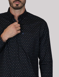 CAMISA MANGA LARGA AZUL ESTAMPADO 100% ALGODÓN REF 2308277