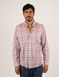 CAMISA MANGA LARGA ROSA CUADROS 100% ALGODÓN  REF 2308282