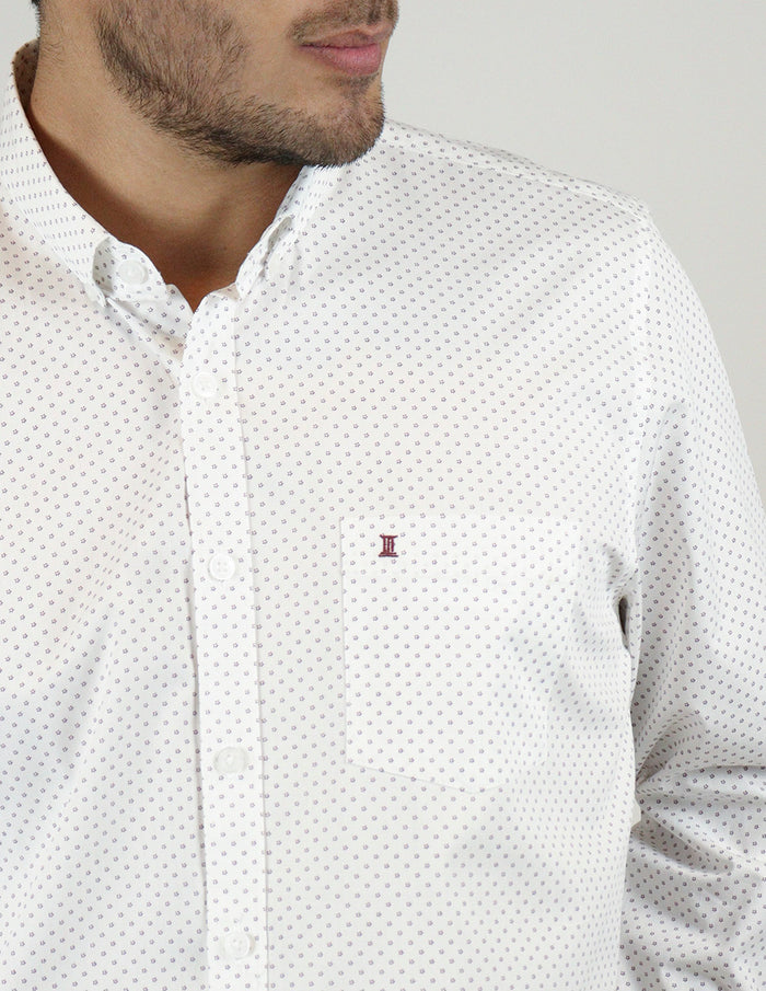 CAMISA MANGA LARGA BLANCA ESTAMPADO 100% ALGODÓN REF 2308292