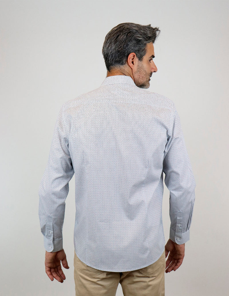 CAMISA MANGA LARGA GRIS ESTAMPADO 100% ALGODÓN REF 2308293