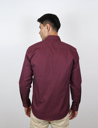 CAMISA MANGA LARGA VINO ESTAMPADO 100% ALGODÓN REF 2308294