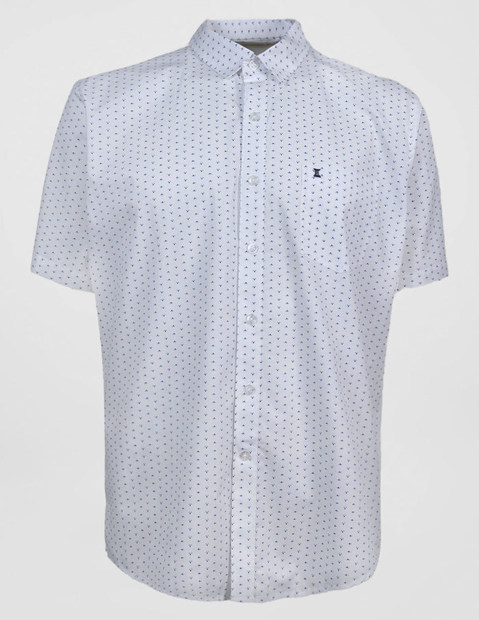 CAMISA MANGA CORTA BLANCA ESTAMPADO 100% ALGODÓN REF 2308305