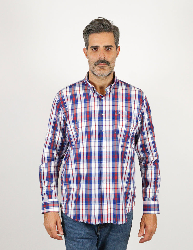 CAMISA MANGA LARGA ROJO CUADROS  REF 2308311