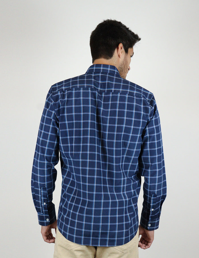 CAMISA MANGA LARGA AZUL CUADROS  REF 2308314