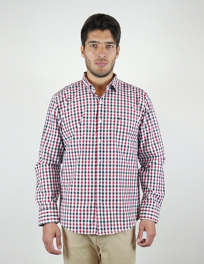 CAMISA MANGA LARGA ROJO CUADROS REF 2308321