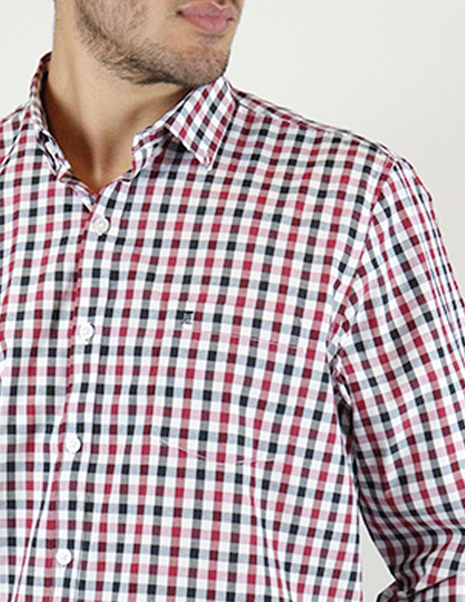 CAMISA MANGA LARGA ROJO CUADROS REF 2308321