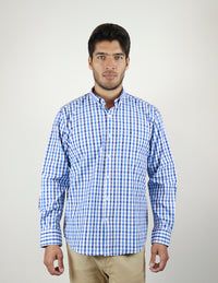 CAMISA MANGA LARGA AZUL CUADROS  REF 2308322