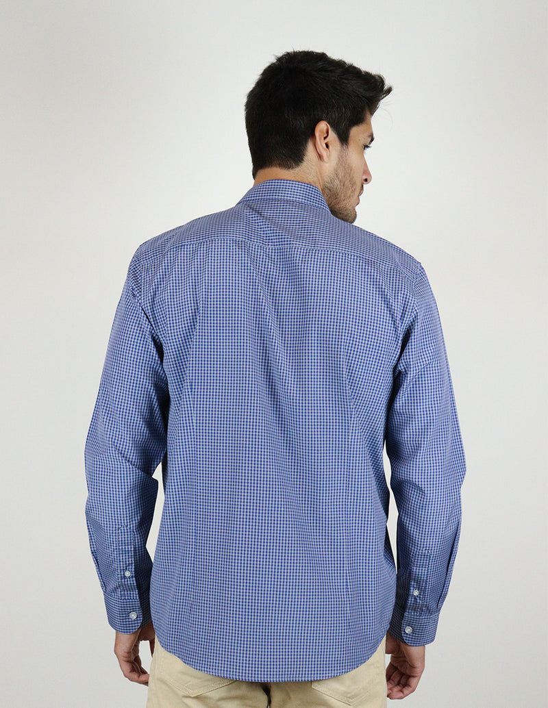 CAMISA MANGA LARGA AZUL CUADROS  REF 2308325