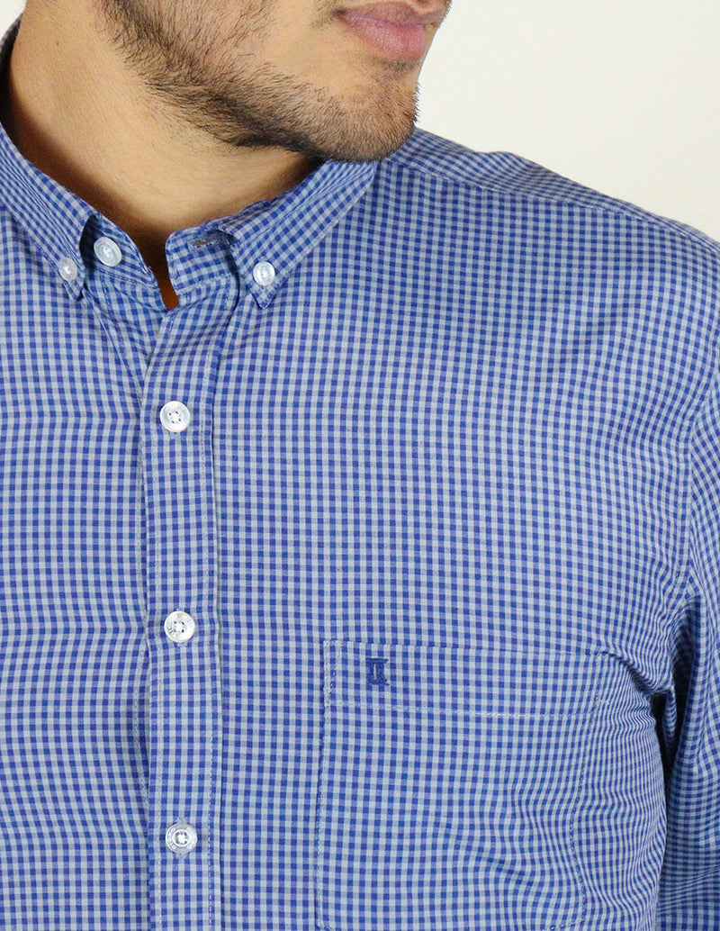 CAMISA MANGA LARGA AZUL CUADROS  REF 2308325