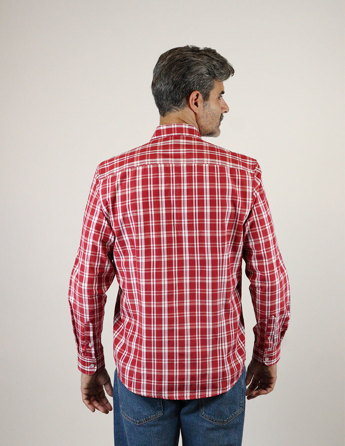 CAMISA MANGA LARGA ROJO CUADROS REF 2308327