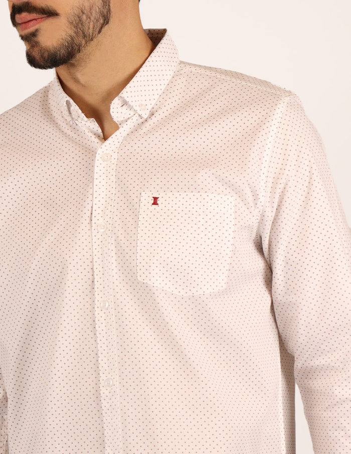 CAMISA CASUAL MANGA LARGA BLANCO ESTAMPADO