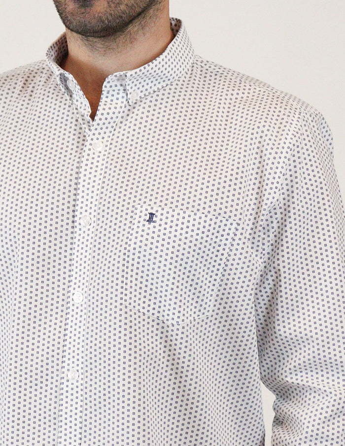 CAMISA CASUAL MANGA LARGA BLANCO ESTAMPADO