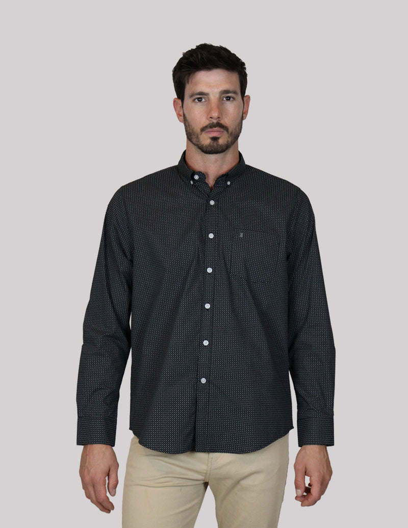 CAMISA MANGA LARGA  NEGRA ESTAMPADO  REF 2308341