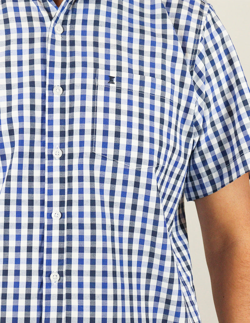 Camisa Manga Corta Azul Estilo Cuadros