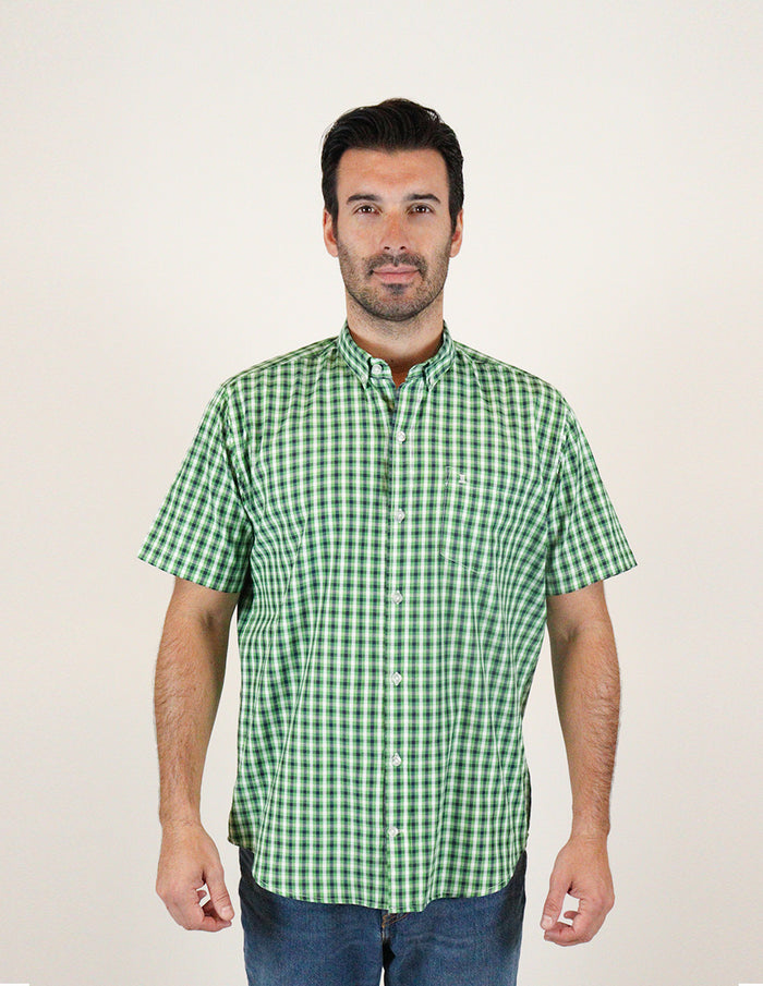 CAMISA MANGA CORTA VERDE CUADROS  REF 2308351