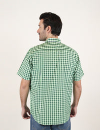 CAMISA MANGA CORTA VERDE CUADROS  REF 2308351