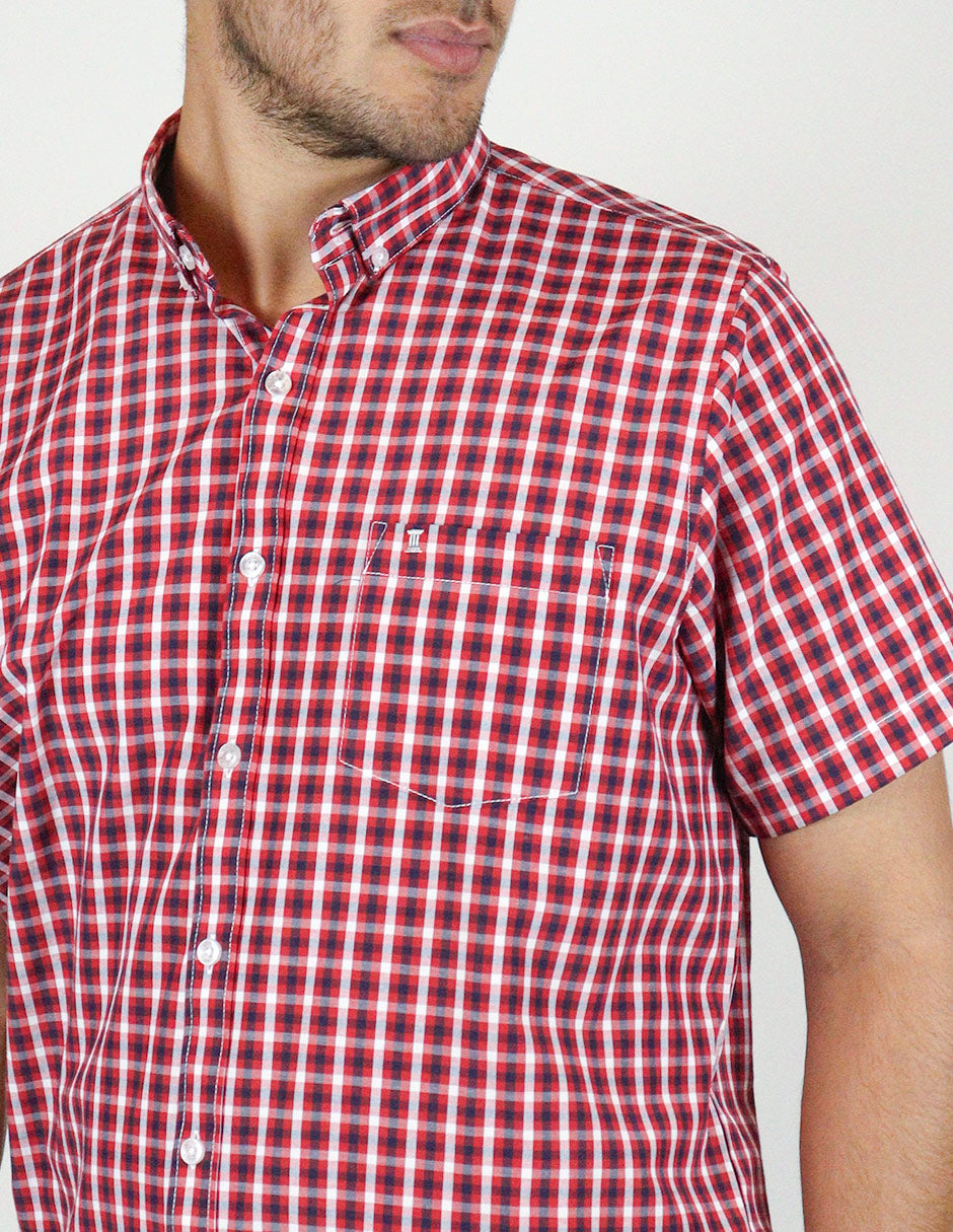 CAMISA MANGA CORTA ROJA CUADROS  REF 2308352