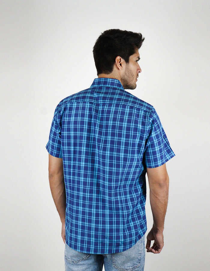 CAMISA MANGA CORTA AZUL CUADROS REF 2308353