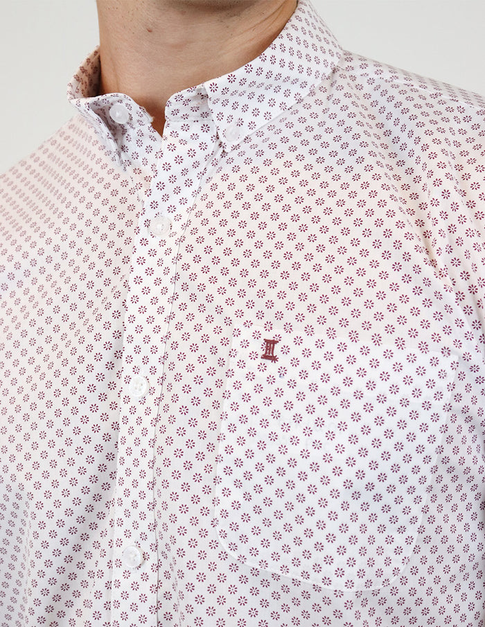 CAMISA MANGA CORTA BLANCO ESTAMPADO PARA CABALLERO