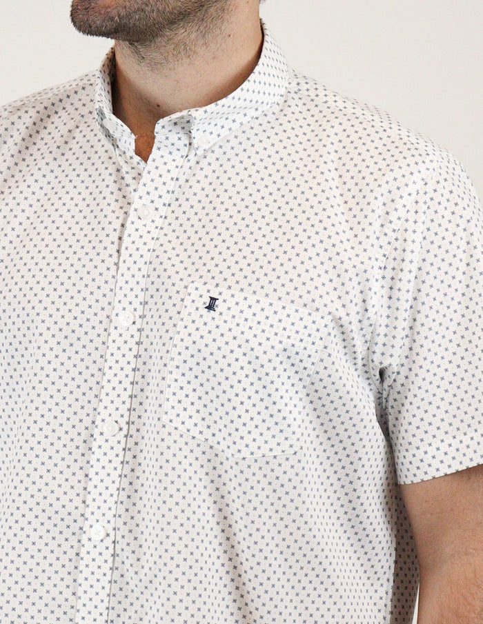 CAMISA MANGA CORTA CASUAL BLANCO ESTAMPADO