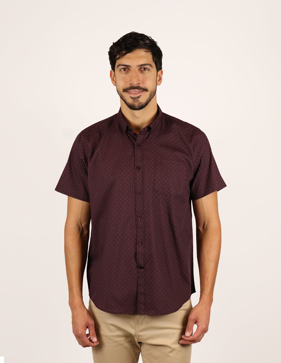 CAMISA MANGA CORTA VINO ESTAMPADO  REF 2308360