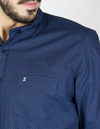 CAMISA MANGA LARGA AZUL ESTAMPADO 100% ALGODÓN  REF 2309370