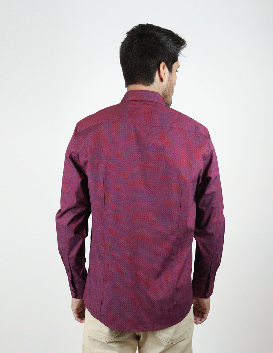 CAMISA MANGA LARGA VINO ESTAMPADO 100% ALGODÓ REF 2309371