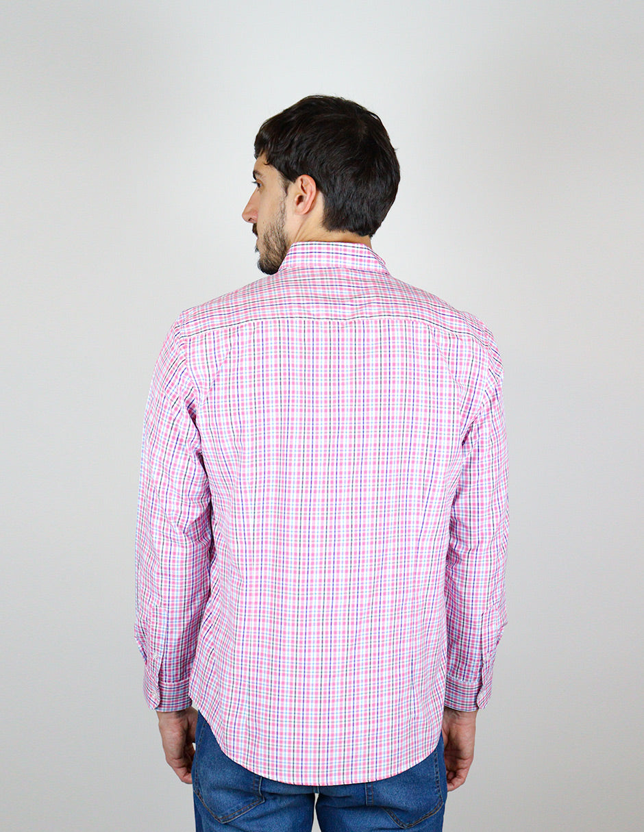 CAMISA MANGA LARGA ROSA CUADROS REF 2309380