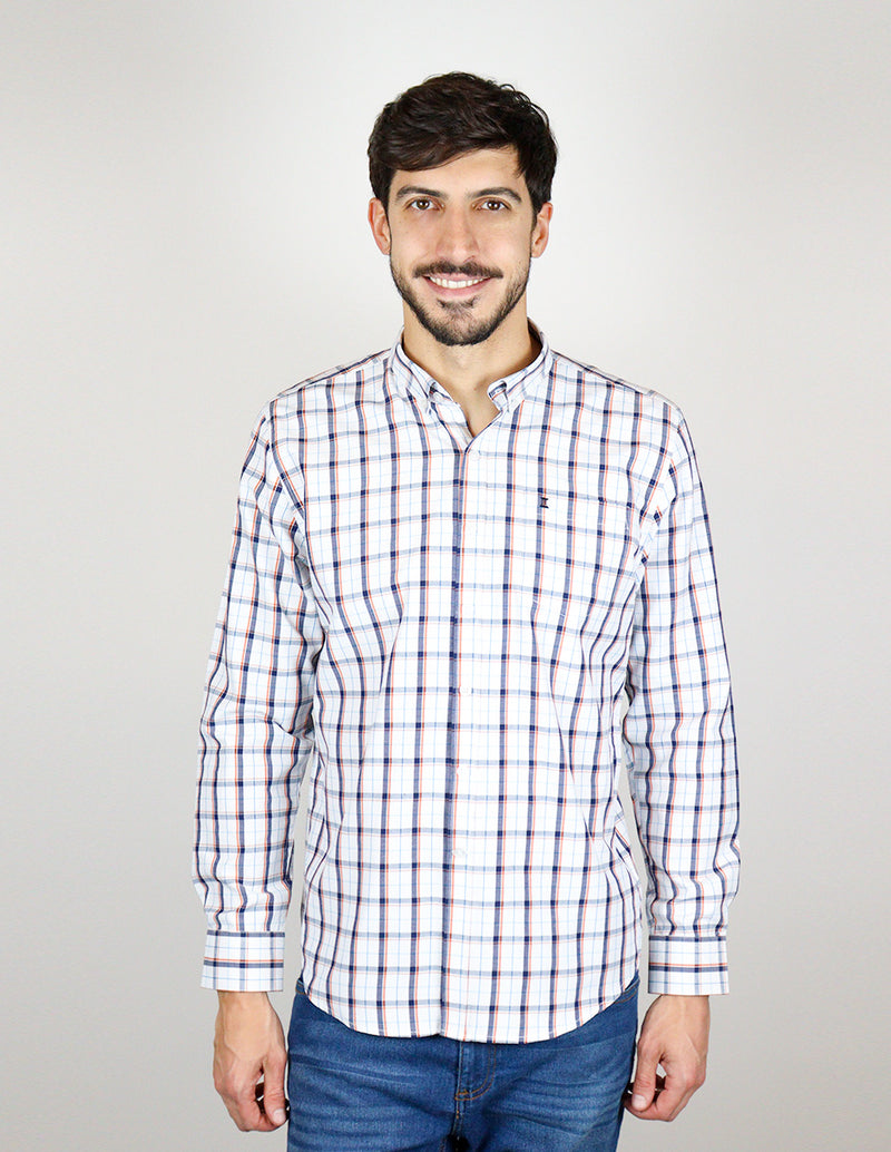 CAMISA MANGA LARGA BLANCA CUADROS  REF 2309383